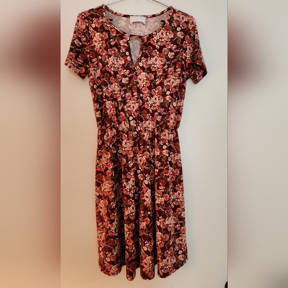 Floral Dress with Pink and Red Roses